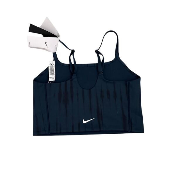 Nike Light Support Lightly Lined Longline Printed Blue Black Sports Bra Small - Picture 2 of 2